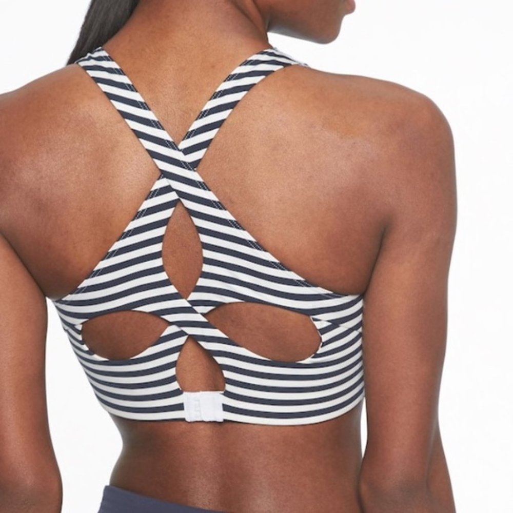 Athleta Stripe High Neck Mudra Bra - XS